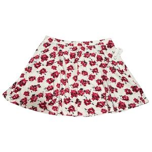 NWT Women’s Floral White and Pink Skater Skirt Size Large